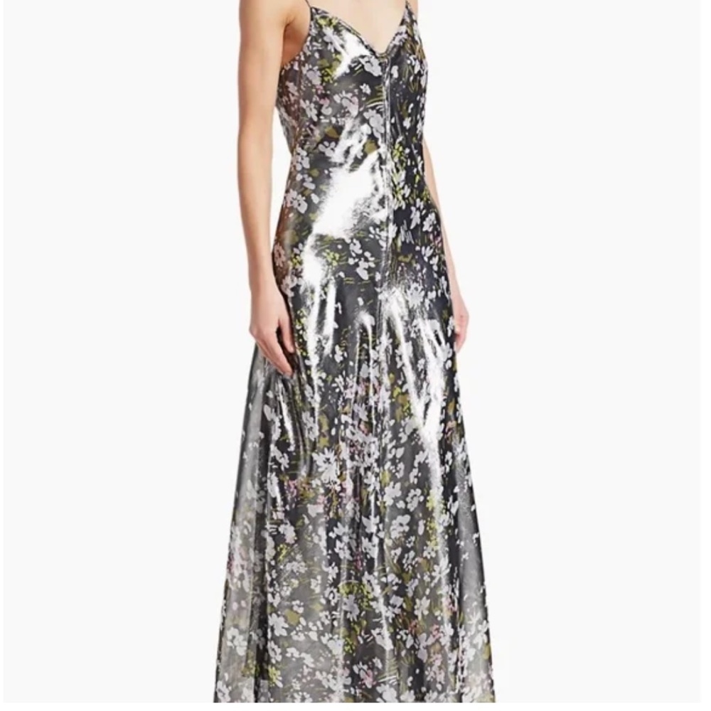 Ganni metallic floral silk maxi dress - like new